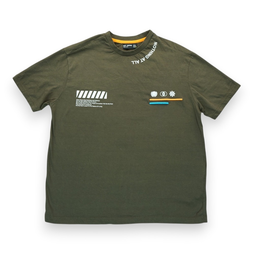 Riot Empire Graphic Print Green Crew Neck Short Sleeve T-Shirt Men's Large